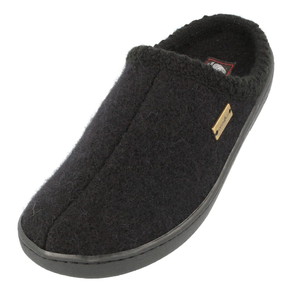 HAFLINGER UNISEX AT NORDKAP WOOL HARD SOLE SLIPPERS (BLACK 03) EU 46